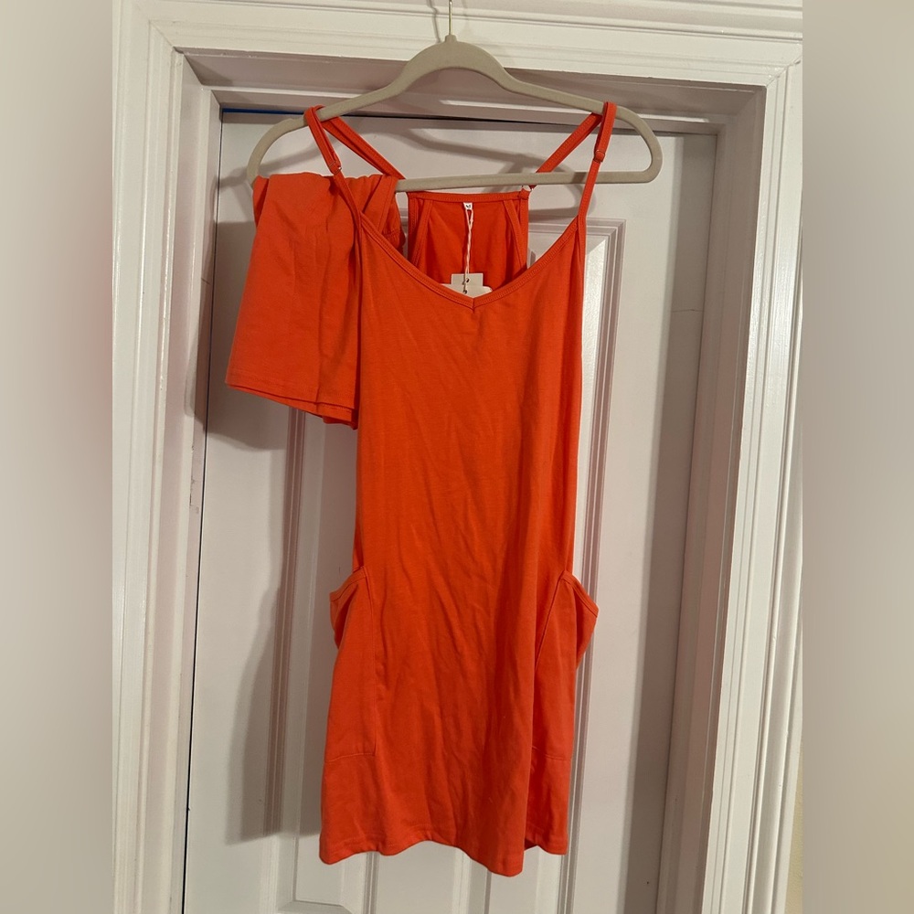 NWT Vibrant Orange Sleeveless Dress With Separate Undershorts